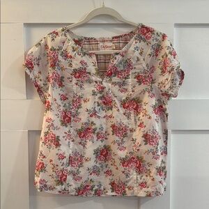 Cath Kidston Floral Women's Top - White and Pink